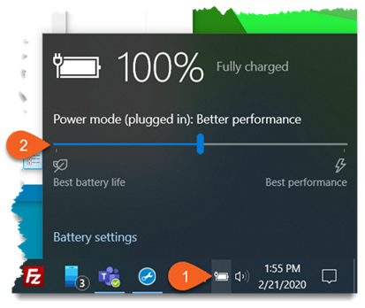 Adjust power settings to extend battery life