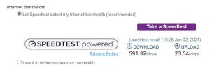 Internet connection speed test from a Netgear router